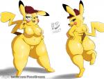 areola big_butt breasts butt cleft_tail clothing crossgender detective_pikachu digital_media_(artwork) female generation_1_pokemon genitals hat headgear headwear hi_res looking_at_viewer looking_back magnifying_glass navel nintendo nipples open_mouth overweight overweight_female pikachu pokemon pokemon_(species) pussy shaded simple_background smile solo tail text thick_thighs url viejillox wide_hips