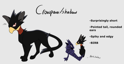 ambiguous_gender beak black_body black_fur feral feralized for_a_head fur grey_background long_tail simple_background slim solo spiky_fur tail text white_background yellow_beak segamastergirl my_hero_academia warriors_(book_series) fumikage_tokoyami avian bird corvid corvus_(genus) crow domestic_cat felid feline felis hybrid mammal oscine passerine 2019 crossover english_description english_text model_sheet