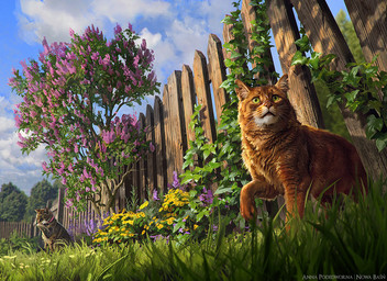ambiguous_gender auto_foot_lick brown_body brown_fur cloud day detailed_background duo feet fence feral flower foot_fetish foot_lick foot_play fur grass licking looking_up outside plant self_lick tail tongue tree whiskers wood wood_fence akreon domestic_cat felid feline felis mammal book_cover cover digital_media_(artwork) official_art