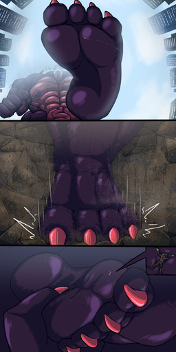 anthro barazoku barefoot body_hair bone building city crush destruction dirt extreme_size_difference feet giga hairy hyper macro male micro muscular muscular_anthro muscular_male paws pecs size_difference skull skull_head stomping logan_dreadwood american_mythology indigenous_north_american_mythology mythology north_american_mythology wendigo huge massive 1:2 hi_res