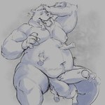 ambiguous_gender anthro ball_fondling ball_tuft balls belly belly_rub belly_squish big_balls big_penis disembodied_hand enjoying eyes_closed fondling foreskin genitals grey_background group hand_on_another's_belly hand_on_belly hand_on_head humanoid_genitalia humanoid_penis male male/ambiguous male_focus moobs musclegut muscular navel nipples nude_anthro nude_male open_mouth overweight overweight_anthro overweight_male pecs penis petting simple_background squish thick_thighs tongue tongue_out tuft minedoo bear mammal 2020 hi_res