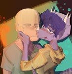 abstract_background anthro bald bedroom_eyes biped bite_mark blood blush bodily_fluids clothing duo female green_clothing green_shirt green_topwear hair half-closed_eyes hand_on_cheek hoodie horn interspecies licking licking_lips male male/female markings narrowed_eyes purple_body purple_eyes purple_hair purple_scales scales seductive shirt short_hair side_view smile spots spotted_markings teeth tongue tongue_out topwear yellow_clothing yellow_hoodie yellow_topwear theumslayer cavemanon_studios goodbye_volcano_high snoot_game anon_(snoot_game) trish_(gvh) ceratopsian dinosaur human mammal ornithischian prehistoric_species reptile scalie triceratops 2024 absurd_res colored digital_media_(artwork) hi_res shaded