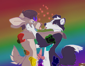 animal_genitalia animal_penis anthro anthro_on_anthro antlers balls big_penis black_body black_fur bodily_fluids brown_body brown_fur brown_hair canine_genitalia canine_penis caressing_cheek caressing_face disembodied_hand duo_focus ear_piercing ear_stud erection eye_contact fingers freckled_face freckles fur genitals ghost_hand group gynomorph gynomorph/male gynomorph_anthro hair hands_on_another's_shoulders head_tuft heart_symbol highlights_(coloring) hooved_fingers hooves horn intersex intersex/male intersex_anthro knot lgbt_pride looking_at_another making_out male male_anthro multicolored_highlights navel nude one_ear_up pansexual_pride_colors penile penis penis_size_difference penises_touching piercing pink_penis pink_tongue pride_color_background pride_color_piercing pride_colors rainbow_pride_colors romantic saliva saliva_string simple_background snout standing tail tapering_penis tongue tongue_out tuft white_body white_fur yellow_eyes dyyrlysh lgbt_pride_month kristoffer_everglade riley_ruff border_collie canid canine canis collie deer domestic_dog herding_dog mammal new_world_deer pastoral_dog sheepdog white-tailed_deer 2025 aliasing aseprite_(artwork) digital_drawing_(artwork) digital_media_(artwork) dithering flat_colors trans_(lore) trans_woman_(lore)
