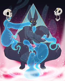anthro big_breasts breasts disembodied_penis female genitals male nipple_piercing nipples penis piercing solo thick_thighs translucent translucent_body translucent_penetration translucent_penis thewilldpink egyptian_mythology middle_eastern_mythology mythology anubis anubian_jackal canid canine canis deity ghost jackal mammal spirit absurd_res hi_res
