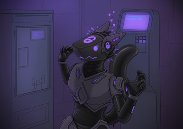 anthro clothing computer electronics heart_symbol hypnosis latex latex_clothing latex_skinsuit lock_symbol machine male mind_control protogen_armor protogen_face protogen_visor reprogramming screen simple_background skinsuit solo tail terminal_display text tight_clothing engi_cat oliverxyz protogen absurd_res english_text hi_res