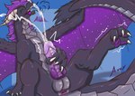 anus balls black_body bodily_fluids breath butt claws cum cum_string cumshot ejaculation erection feet feral fluffy fluffy_tail foot_focus fur furred_wings genital_fluids genitals grey_body hair hindpaw horn knot knotted_penis legs_up looking_at_viewer lying male mane masturbation moan nude on_back open_mouth orgasm orgasm_face pawpads paws penile penis purple_body purple_fur purple_hair scales shaking shaking_legs shaking_orgasm simple_background sitting sitting_on_ground smile solo spread_legs spreading tail teeth text toe_claws tongue wings avox_(artist) mythology avox dragon furred_dragon furred_scalie maned_dragon mythological_creature mythological_scalie pherodrake scaled_dragon scalie absurd_res digital_media_(artwork) hi_res