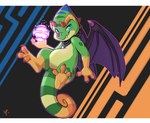 anthro back_wings biped blue_eyes claws countershade_face countershade_torso countershading curled_tail eyebrows facial_horn flying green_body horn kerchief looking_at_viewer male membrane_(anatomy) membranous_wings neckerchief neckwear nose_horn nude simple_background snaggle_tooth solo tail tan_body tan_countershading toe_claws wings ajin mythology nevos chameleon dragon hybrid lizard mythological_creature mythological_scalie reptile scalie 2025 hi_res