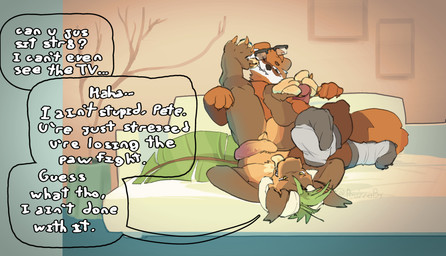 anthro balls clothing duo eyewear feet foot_fetish foot_on_face foot_play footwear footwear_only furniture genitals glasses grass_hair horn humanoid_genitalia humanoid_penis leaf leaf_tail living_room male male/male mostly_nude nude penis penis_between_toes plant socks socks_only sofa tail text upside_down peuzzabaiano kalei_(hydro19) ailurid elemental_creature flora_fauna hybrid kobold mammal red_panda scalie absurd_res english_text hi_res