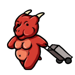 2_horns anthro breasts chibi featureless_breasts female horn looking_at_viewer navel overweight overweight_anthro overweight_female red_body simple_background smile solo suitcase walking white_background x_navel hello.byeperson mythology dracona dragon mythological_creature mythological_scalie reptile scalie 1:1 animated low_res thumbnail