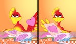 angry beak crafting feathers female glitter heart_symbol holidays looking_down orange_background parody red_body red_feathers scissors simple_background solo valentine's_day_card skelly_doll banjo-kazooie pingu_(series) rareware valentine's_day kazooie avian breegull hi_res meme