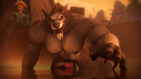 abs anthro balls being_watched bodily_fluids claws crawling erection facial_hair fangs fur genitals glans glowing glowing_eyes grey_body grey_fur humanoid_genitalia humanoid_penis kneeling looking_at_another looking_at_viewer male mask nipples pecs penis reaching reaching_out reaching_towards_viewer red_eyes solo sweat tail teeth tongue tongue_out water archmage-rykarr blizzard_entertainment mythology warcraft canid canine canis mammal mythological_canine mythological_creature troll_(mythology) troll_(warcraft) werecanid werecanine werecreature werewolf wolf worgen zandalari_troll 16:9 2025 3d_(artwork) 4k absurd_res digital_media_(artwork) hi_res watermark widescreen