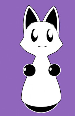 ambiguous_anthro ambiguous_gender anthro black_eyes black_hands black_inner_ear featureless_hands floating_hands purple_background simple_background smile white_body white_ears fanfurry digicat felid feline mammal 2024 3d_(artwork) digital_media_(artwork)