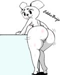 absurd_res anthro bear big_butt blush breasts butt cartoon_network eddiebrije eyelashes female genitals hi_res looking_at_viewer mammal nipples not_furry nude paper paper_creature pussy simple_background smile solo teri_(tawog) the_amazing_world_of_gumball