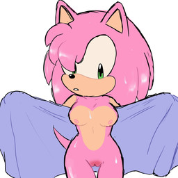 anthro areola black_nose breasts female front_view fur genitals green_eyes hair head_tuft nipples nude pink_areola pink_body pink_fur pink_hair pink_nipples short_hair simple_background solo tan_body tan_fur thick_thighs towel tuft vulva wet wet_hair white_background wide_hips cintra_(artist) sega sonic_the_hedgehog_(series) amy_rose eulipotyphlan hedgehog mammal 1:1 absurd_res hi_res