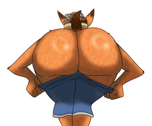 accessory anthro big_butt bubble_butt butt clothing headband male solo struggling_to_fit tight_clothing wide_hips binkykun raww_(forgotten_island) canid canine mammal werecanid werecanine werecreature weredog hi_res