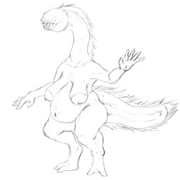 anthro areola belly big_areola big_belly breasts female navel nipples non-mammal_breasts non-mammal_navel non-mammal_nipples nude open_mouth overweight overweight_female sagging_breasts simple_background solo standing tail teeth tongue unsigned white_background upai annelid antarctic_scale_worm bristle_worm scale_worm worm 1:1 full-length_portrait hi_res monochrome portrait