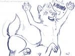 5_fingers claws fingers fluffy fluffy_tail fur nude open_mouth simple_background solo tail teeth text white_background yelling paper-wings canid canid_taur canine canine_taur canis mammal mammal_taur taur wolf wolf_taur 2013 4:3 monochrome reaction_image url