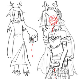 2_horns anthro antlers blood blood_drip bodily_fluids clothed clothing dress dripping female flower freckled_face freckles hair horn plant rose_(flower) simple_background snowgrave solo white_background infizero-draws deltarune undertale_(series) noelle_holiday deer mammal new_world_deer reindeer 2025 black_and_white_and_red hi_res line_art restricted_palette