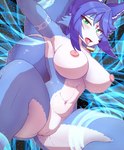 anthro areola big_breasts blue_body blue_ears blue_fur blue_hair blue_tail blue_tentacles breasts countershading eyebrows female forced fur genitals hair huge_breasts jewelry looking_at_viewer navel nipples nude open_mouth pink_tongue pussy rape sex tail tentacle_rape tentacle_sex tentacles tongue white_body white_countershading white_fur katzenstrand nintendo star_fox krystal_(star_fox) canid canine fox mammal 2022 alternate_version_at_source hi_res