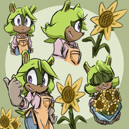 anthro apron breasts cleavage clothed clothing ear_piercing female flower mature_female piercing plant purple_eyes solo sunflower cl0udussy idw_publishing sega sonic_the_hedgehog_(comics) sonic_the_hedgehog_(idw) sonic_the_hedgehog_(series) fan_character afrosoricid mammal tenrec 1:1 hi_res