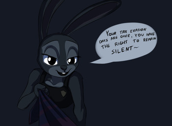anthro clothed clothing clothing_pull dialogue dominant dominant_female female foreplay grey_background necktie necktie_pull night police police_uniform roleplay simple_background solo text uniform synad disney zootopia judy_hopps lagomorph leporid mammal rabbit comic english_text