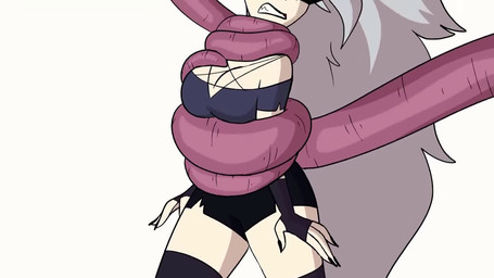 absolute_territory ahegao ambiguous_gender asphyxiation big_breasts black_bottomwear black_clothing black_eyeshadow black_fingernails black_nails black_shorts blush blush_lines bottomwear breast_focus breasts choking cleavage clenched_teeth clothed clothed_female clothing colored_nails constricted_pupils cyanosis duo ear_piercing eye_roll eyelashes eyeshadow female female/ambiguous female_focus fingerless_gloves fingernails gasp gasping_for_air gloves grey_hair groan hair handwear legwear long_hair looking_pleasured makeup moan nails open_mouth piercing pupils red_eyes restrained restrained_arms restrained_by_tentacles shorts silhouette simple_background small_pupils squeezing struggling teeth tentacle_around_breast tentacle_around_leg tentacle_around_neck tentacle_around_waist tentacle_between_breasts tentacle_under_clothing tentacles thick_thighs thigh_highs tongue tongue_out white_background poparc_nsfw wubcakeva_(va) hellaverse helluva_boss human_loona_(helluva_boss) loona_(helluva_boss) human mammal tentacle_creature 16:9 2d_animation animated frame_by_frame long_playtime sound video voice_acted widescreen