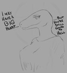 2024 anthro black_and_white clothing dialogue dinosaur dromaeosaurid dumetummy69 english_text eyelashes female looking_at_viewer monochrome raptor_jesus reptile scalie shirt sketch smile snout solo talking_to_viewer text theropod topwear velociraptor