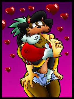 anthro big_breasts black_hair bottomwear breasts brown_body brown_eyes brown_fur clothing crop_top duo eyes_closed female fur gloves hair hand_in_panties hand_in_underwear hand_on_breast handwear heart_symbol huge_breasts jacket male male/female multicolored_body multicolored_fur muscular muscular_anthro muscular_male navel nipple_outline panties shirt shorts topwear two_tone_body two_tone_fur underwear virus-20 june_coyote travis_seal aquatic canid canine canis coyote mammal pinniped seal 2009 digital_media_(artwork)