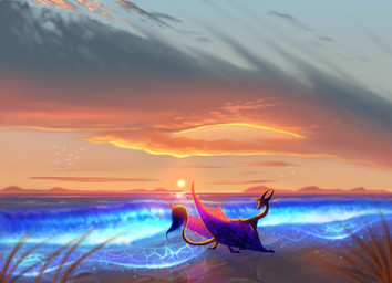 ambiguous_gender beach day detailed_background feral horn outside sand seaside shoreline sky solo sun tail water plaguedogs123 european_mythology mythology dragon mythological_creature mythological_scalie scalie western_dragon wyvern 2020 digital_media_(artwork)