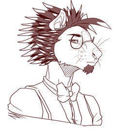 anthro bow_(feature) bow_tie clothed clothing eyebrows eyewear facial_hair frown fur glasses goatee hair looking_at_viewer male pince-nez shadow shirt short_hair simple_background snout solo spiky_hair spines topwear vest whiskers white_background nexsix vaer_tabelige asiatic_brush-tailed_porcupine brush-tailed_porcupine mammal old_world_porcupine porcupine rodent 2015 brown_and_white bust_portrait digital_drawing_(artwork) digital_media_(artwork) hatching_(art) line_art monochrome portrait shaded