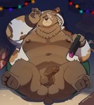 anthro balls belly brown_body brown_fur butt erection facial_scar foreskin fur genitals male missing_eye moobs mostly_nude navel nipples overweight overweight_anthro overweight_male pawpads penis scar solo spread_legs spreading haps mihoyo nintendo nintendo_switch zenless_zone_zero ben_bigger bear mammal hi_res