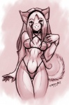 anthro bikini breasts clothed clothing collar female grin highleg highleg_bikini highleg_bottomwear highleg_swimwear skimpy smile solo swimwear tail two-piece_swimsuit wide_hips jesonite annie_(jeso) canid canine canis domestic_dog husky mammal nordic_sled_dog spitz