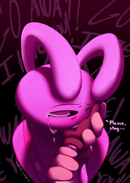 anthro bodily_fluids clothed clothing crying dripping duo female hand_holding male overalls purple_body tears text upset zimfy glitch_productions the_amazing_digital_circus jax_(tadc) pomni_(tadc) lagomorph leporid mammal rabbit 2026 absurd_res english_text hi_res