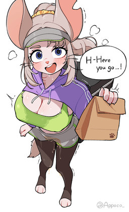 anthro backpack big_breasts blue_eyes bodily_fluids bottomwear bra breasts cleavage clothed clothing delivery_(commerce) delivery_employee dialogue digitigrade female food fur genital_fluids hair hat headgear headwear holding_bag holding_food holding_object knock-kneed legwear looking_at_viewer nipple_outline omorashi open_mouth open_smile paws peeing ponytail scrunchie shorts smile solo stockings sweat sweater text toeless_legwear toeless_stockings topwear underwear urine urine_on_leg virgin_killer_sweater visor_cap wet wet_bottomwear wet_clothing wet_shorts wetting whiskers white_body white_fur white_hair appoco meme_clothing carrie_(appoco) chinchilla chinchillid mammal rodent english_text hi_res meme