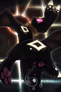 animal_genitalia animal_vulva anus black_body black_fur bodily_fluids canine_genitalia canine_vulva city_lights city_skyline claws female feral flying freckled_face freckles fur genitals glowing glowing_eyes glowing_markings looking_back markings membrane_(anatomy) membranous_wings neck_tuft paws pink_eyes solo tuft vulva wings yellow_body yellow_fur cha0sapien nintendo pokemon eeveelution generation_2_pokemon pokemon_(species) umbreon 2:3 absurd_res hi_res