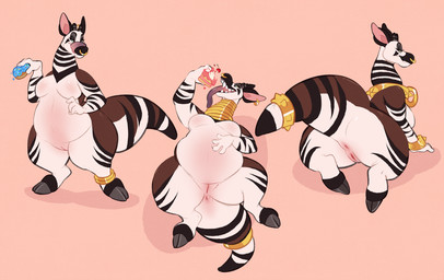 anus belly breasts dessert doughnut ear_piercing ear_ring eating female food genitals hooves jewelry multiple_poses open_mouth overweight overweight_female pastry piercing pose ring_piercing simple_background solo tail teeth tongue tongue_out vulva igiveyoulemons mythology dragon giraffid hybrid mammal mythological_creature mythological_scalie okapi scalie digital_media_(artwork)