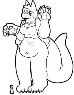 4_toes 5_fingers absorption_vore ambiguous_gender anthro belly black_lips blush breasts clothing feet female fingers group lips navel pawpads pseudo_hair shirt solo_focus tail toes topwear trio vore bigsteppies goo_creature black_and_white hi_res monochrome