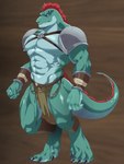 abs anthro biceps bottomwear clothing loincloth male muscular muscular_anthro muscular_male pecs solo tail zoroj lustful_desires rhot_(lustful_desires) lizardfolk_(lustful_desires) lizardman scalie 3:4