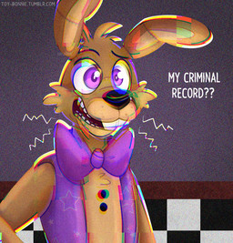 anthro asking asking_viewer big_bow_tie big_teeth black_eyebrows black_nose bow_(feature) bow_tie brown_body brown_fur buckteeth checkered checkered_wall close-up clothed clothing dialogue eyebrows fur long_ears male multicolored_body multicolored_fur open_mouth purple_eyes questioning_tone skinny smile solo standing talking_to_viewer tan_body tan_fur teeth text thin_eyebrows toony topwear vest whiskers toy-bonnie five_nights_at_freddy's five_nights_at_freddy's:_help_wanted fnaf_vr_help_wanted scottgames glitchtrap lagomorph leporid mammal rabbit 2020 english_text hi_res