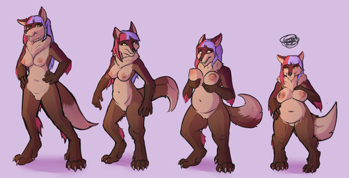 annoyed anthro basic_sequence belly big_breasts black_nose breast_expansion breasts brown_body brown_fur confusion digitigrade emanata expansion female four_frame_image four_frame_sequence frustration_cloud fur genitals green_eyes hand_on_breast hand_on_hip holding_breast iconography linear_sequence looking_at_self navel nude one_row_layout short_stackification shortstack shortstack_female shrinking simple_background size_transformation slightly_chubby slightly_chubby_female snout solo standing surprised thick_thighs thigh_expansion transformation transformation_sequence vulva weight_gain wide_hips biobasher canid canine canis mammal wolf 2019 hi_res sequence
