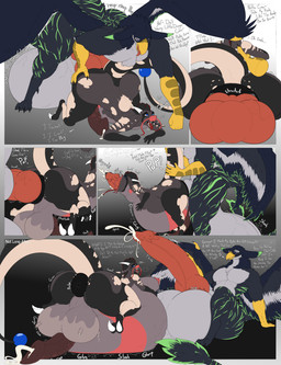 all_the_way_through anthro anus balls big_anus big_balls big_penis bodily_fluids breasts cum cum_inflation cum_inside dialogue duo expansion genital_fluids genitals growth huge_balls huge_penis hyper hyper_balls hyper_genitalia hyper_penis inflation knot knotting laboratory lying lying_on_self male multi_knot on_front penetration penis pregnant size_difference teats text udder_balls udders solardelton mythology toumak_(character) avian bovid bovine cattle dragon gryphon hybrid mammal mythological_avian mythological_creature mythological_scalie scalie absurd_res comic english_text hi_res