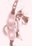 anthro breasts chest_spike female flexible genitals hand_spike innie_pussy kick one_leg_up pussy raised_leg simple_background solo spikes spikes_(anatomy) splits spread_legs spreading standing vertical_splits fullfolka nintendo pokemon canid generation_4_pokemon lucario mammal pokemon_(species) 2021 graphite_(artwork) hi_res monochrome traditional_media_(artwork)