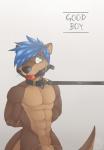 abs animal_genitalia anthro arms_tied athletic ball_gag balls bdsm biceps biped black_nose blue_eyes blue_hair bluewoozle blush bondage bound breathable_gag brown_body brown_fur brown_tail collar countershade_face countershade_tail countershade_torso countershading digital_media_(artwork) english_text eyebrows front_view fur gag gagged genitals good_boy gradient_background grey_background hair half-length_portrait hands_behind_back hi_res leash leash_pull male mammal multicolored_body multicolored_fur muscular muscular_anthro mustelid navel nude otter pecs penis penis_tip pet_praise portrait praise rope shaded sheath short_hair simple_background solo spazzyhusky standing submissive submissive_male tail tan_body tan_countershading tan_fur tan_tail text two_tone_body two_tone_fur two_tone_tail whiskers white_background