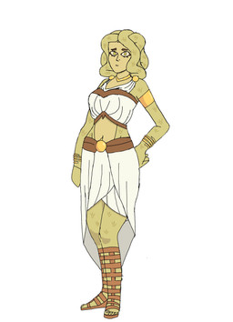 clothing female footwear greek_clothing living_hair looking_at_viewer pseudo_hair sandals shoes snake_hair solo toga serenitytowne european_mythology greek_mythology mythology medusa gorgon humanoid reptile scalie snake absurd_res hi_res