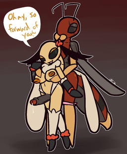 antennae_(anatomy) anthro anthro_on_anthro arthropod_abdomen bedroom_eyes big_breasts big_nipples big_penis black_antennae black_body black_exoskeleton black_eyes black_sclera breast_grab breast_rub breasts duo erection exoskeleton eye_scar facial_scar female fur genitals glans gradient_background grey_body grey_exoskeleton grey_eyes grey_penis grey_sclera groping_from_behind half-closed_eyes hand_on_breast humanoid_genitalia humanoid_penis looking_at_another looking_away looking_back male male/female mandibles narrowed_eyes nipples penis pussyjob red_body red_exoskeleton red_glans red_nipples scar seductive sex simple_background smile smirk standing standing_sex stinger thigh_sex white_body white_exoskeleton white_fur yellow_body yellow_exoskeleton ultilix bug_fables moonsprout_games mothiva_(bug_fables) zasp_(bug_fables) arthropod hymenopteran insect lepidopteran moth wasp 2026