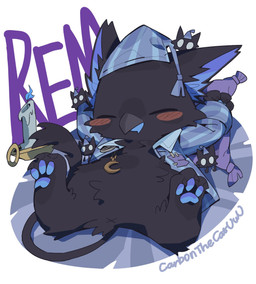 3_toes accessory ambiguous_anthro ambiguous_gender anthro anus barefoot beak big_ears biped black_beak black_body black_fur black_tail black_tail_tuft blue_clothing blue_hat blue_headwear blue_pajamas blue_pawpads blue_topwear blush bottomless bottomless_ambiguous bottomless_anthro candle candlestick chain_accessory claws clothed clothed_ambiguous clothed_anthro clothing crescent_moon eyes_closed feet fur group hat head_on_pillow headgear headwear hindpaw kemono lying moon nightcap on_back on_pillow open_beak open_clothing open_mouth open_topwear pajamas pattern_clothing pattern_hat pattern_headgear pattern_headwear pattern_topwear pawpads paws pillow purple_inner_ear raised_arms semi-anthro simple_background sleeping sleepwear smile solo_focus spread_legs spreading striped_clothing striped_hat striped_headgear striped_headwear striped_topwear stripes tail tail_tuft three-quarter_view toe_claws toes topwear tuft white_background x_anus young young_ambiguous young_anthro carbonthecatuwu deadlock_(game) mythology valve lil_helper_(deadlock) rem_(deadlock) avian chimera dream_creature gryphon mythological_avian mythological_creature 2026 hi_res
