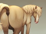 anatomically_correct anatomically_correct_anus anatomically_correct_genitalia anatomically_correct_penis animal_genitalia animal_penis anus backsack balls bedroom_eyes blaze_(marking) blonde_hair blonde_mane blue_eyes blue_pupils butt dock_(anatomy) equine_anus equine_genitalia equine_penis eyebrows eyelashes facial_markings feral fur genitals gradient_background hair head_markings licking licking_lips licking_own_lips looking_back male mane markings medial_ring narrowed_eyes penis puffy_anus pupils quadruped rear_view seductive self_lick simple_background solo tail tan_body tan_fur tongue tongue_out vein veiny_penis fenn.perrox caro_(fenn.perrox) belgian_draft_horse draft_horse equid equine horse mammal artist_name digital_media_(artwork) hi_res