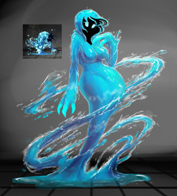 big_breasts blue_body blue_eyes breasts empty_eyes eyelashes featureless_breasts featureless_crotch female front_view grey_background looking_at_viewer obscured_face simple_background solo water water_body wide_hips outta_sync bravely_default silicon_studio rusalka_(bravely_default) elemental_creature elemental_humanoid humanoid water_creature water_humanoid 2017 hi_res