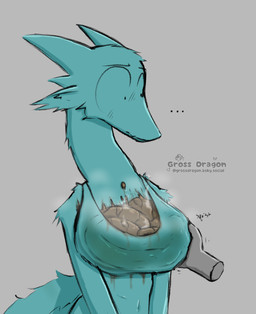 anthro bottomless bra bra_only breast_grab breasts clothed clothing disembodied_hand ellipsis embarrassed feces feces_as_breasts feces_in_bra feces_on_body feces_on_chest female hand_on_breast scatplay solo steam steam_clouds steaming_feces underwear underwear_only dragonlady_(artist) mythology dragon mythological_creature mythological_scalie scalie hi_res