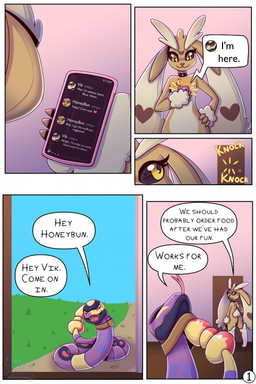 brown_body brown_fur building cellphone collar dark_sclera dialogue door duo electronics female feral fur heart_symbol house knocking male male/female open_door phone purple_body size_difference texting sinligereep nintendo pokemon ekans generation_1_pokemon generation_3_pokemon generation_4_pokemon hybrid lagomorph leporid lopunny mammal pokemon_(species) rabbit reptile scalie seviper snake comic hi_res